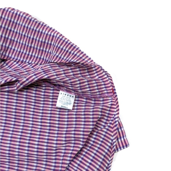 Xirena Caspia Gingham Ruffle Top Blouse Coral Cove Purple Pink - Size S - Picture 6 of 6